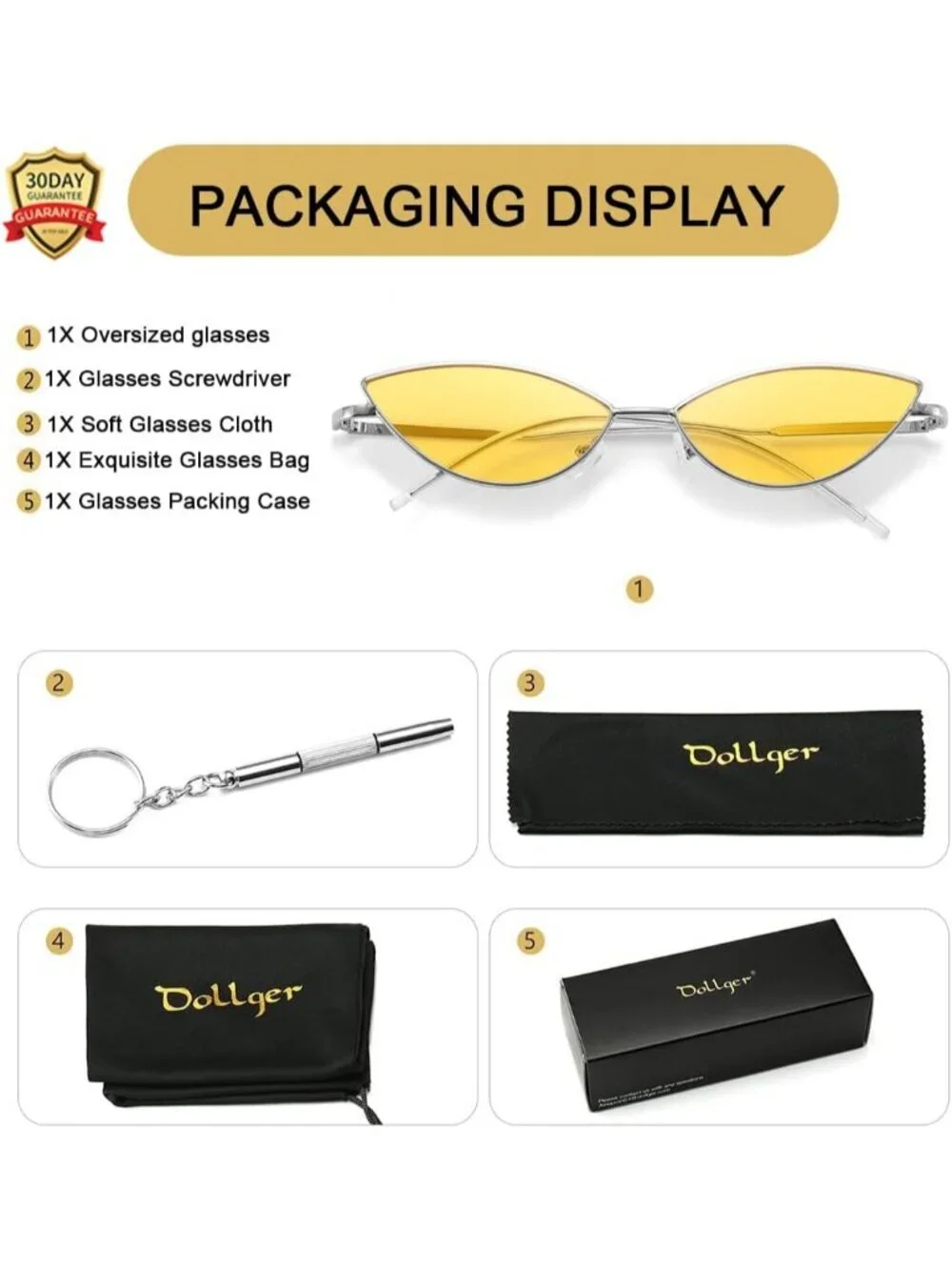 Women's Cat Eye Cute Sunglasses Triangle Vintage Trendy Cool Sun Glasses Yellow